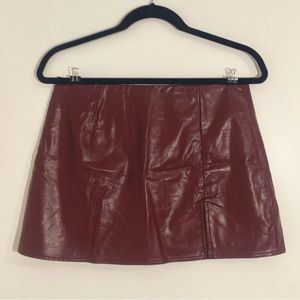 Day&Night Burgundy Leather Micro Mini Skirt, Size M
